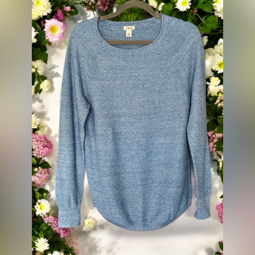 L. L. Bean Crew Knit Cotton Sweater - Size S - Blue - Like New! Summer Weight - Picture 10 of 13